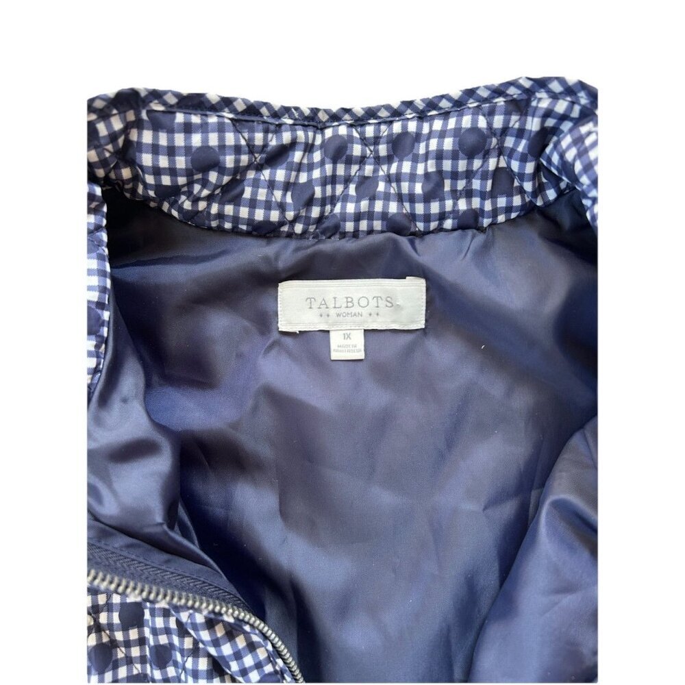 Talbots Gingham Polka Dot Quilted Puffy Zip Up Vest Women's Plus Size 1X Pockets - Picture 5 of 7